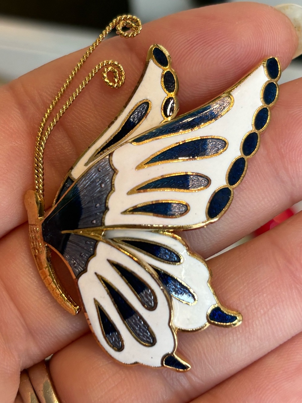 Vintage Fish & Crown Enamel Butterfly Brooch